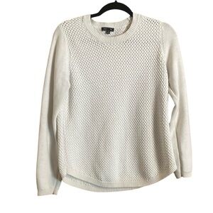 Lety & Me Josie Elbow Patch Sweater Medium Off-White